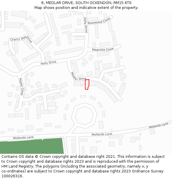 8, MEDLAR DRIVE, SOUTH OCKENDON, RM15 6TS: Location map and indicative extent of plot