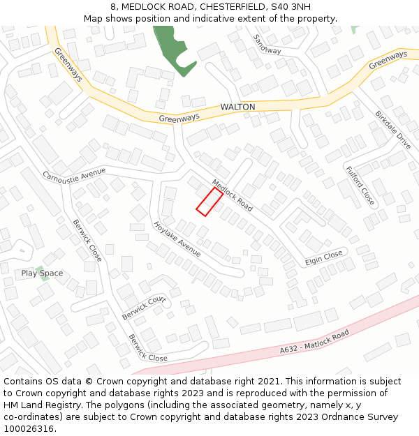 8, MEDLOCK ROAD, CHESTERFIELD, S40 3NH: Location map and indicative extent of plot