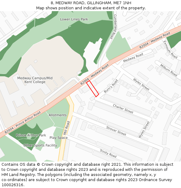 8, MEDWAY ROAD, GILLINGHAM, ME7 1NH: Location map and indicative extent of plot