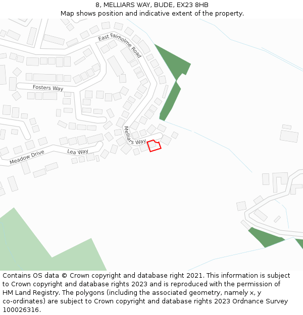 8, MELLIARS WAY, BUDE, EX23 8HB: Location map and indicative extent of plot