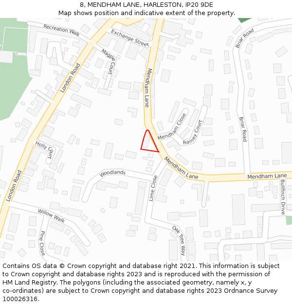 8, MENDHAM LANE, HARLESTON, IP20 9DE: Location map and indicative extent of plot