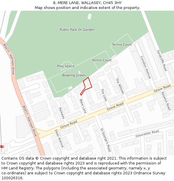 8, MERE LANE, WALLASEY, CH45 3HY: Location map and indicative extent of plot