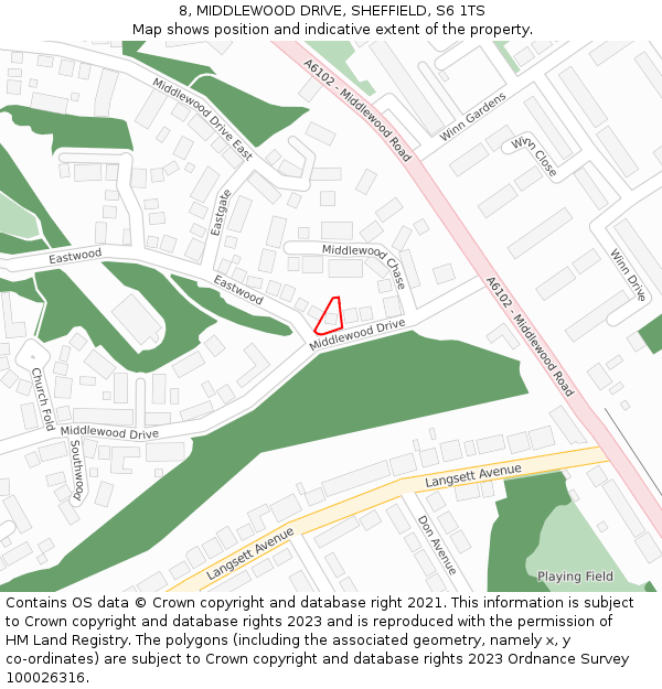 8, MIDDLEWOOD DRIVE, SHEFFIELD, S6 1TS: Location map and indicative extent of plot