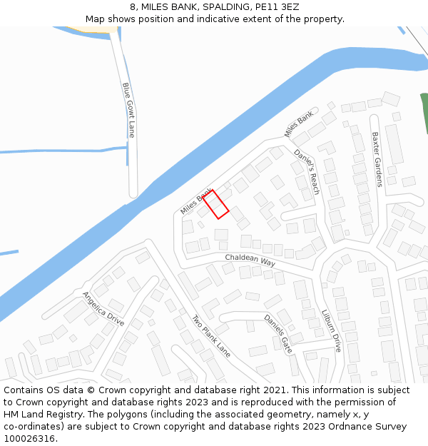 8, MILES BANK, SPALDING, PE11 3EZ: Location map and indicative extent of plot