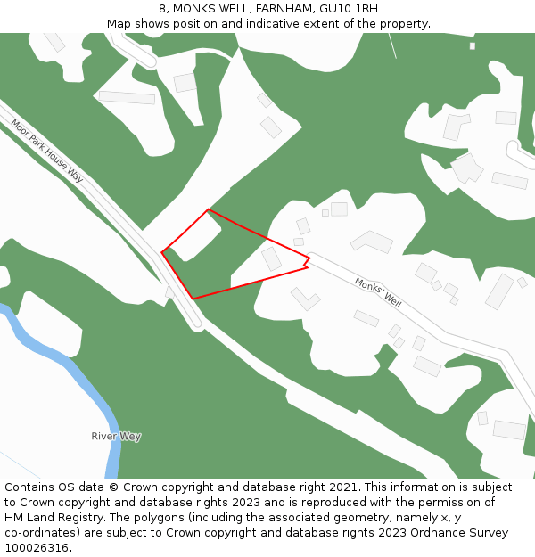 8, MONKS WELL, FARNHAM, GU10 1RH: Location map and indicative extent of plot