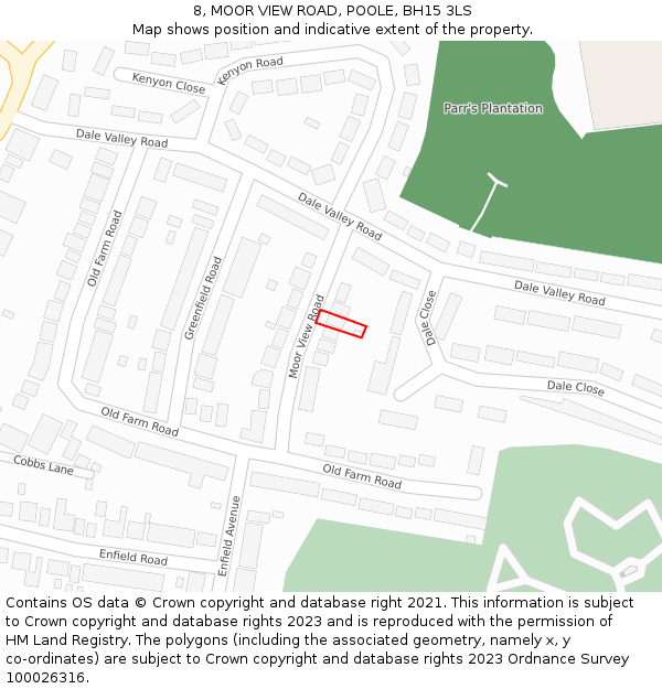 8, MOOR VIEW ROAD, POOLE, BH15 3LS: Location map and indicative extent of plot