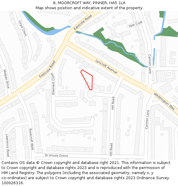 8, MOORCROFT WAY, PINNER, HA5 1LA: Location map and indicative extent of plot