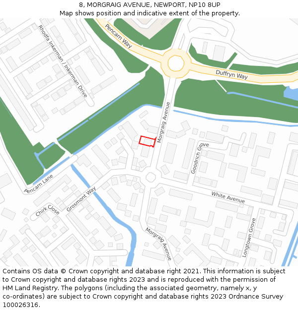 8, MORGRAIG AVENUE, NEWPORT, NP10 8UP: Location map and indicative extent of plot