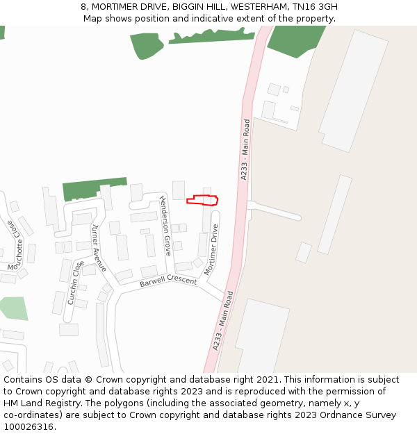 8, MORTIMER DRIVE, BIGGIN HILL, WESTERHAM, TN16 3GH: Location map and indicative extent of plot