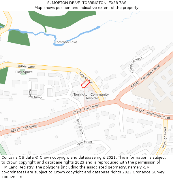 8, MORTON DRIVE, TORRINGTON, EX38 7AS: Location map and indicative extent of plot