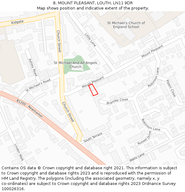 8, MOUNT PLEASANT, LOUTH, LN11 9DR: Location map and indicative extent of plot