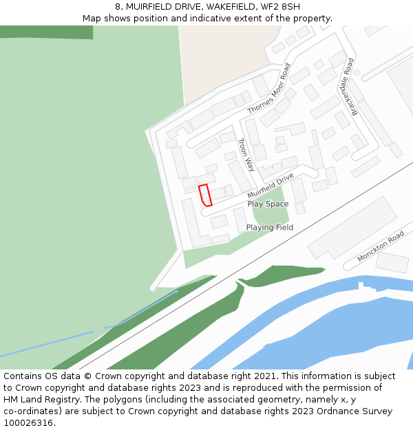 8, MUIRFIELD DRIVE, WAKEFIELD, WF2 8SH: Location map and indicative extent of plot