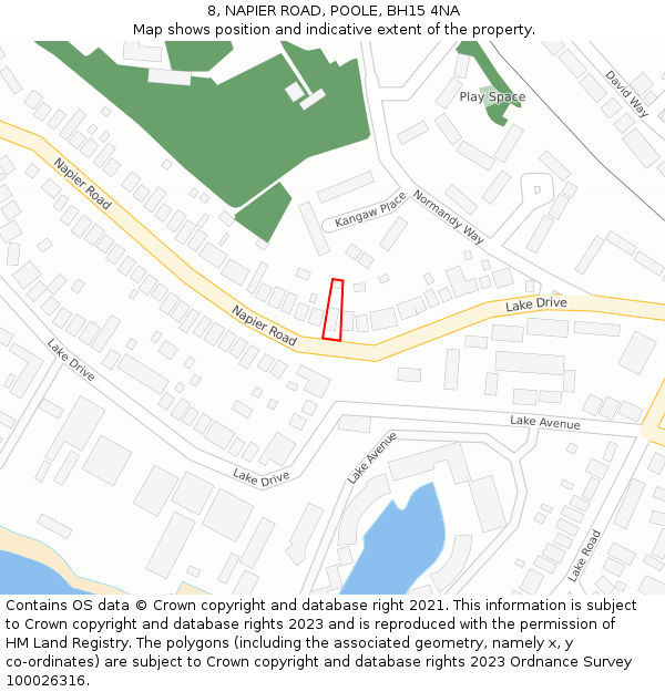 8, NAPIER ROAD, POOLE, BH15 4NA: Location map and indicative extent of plot