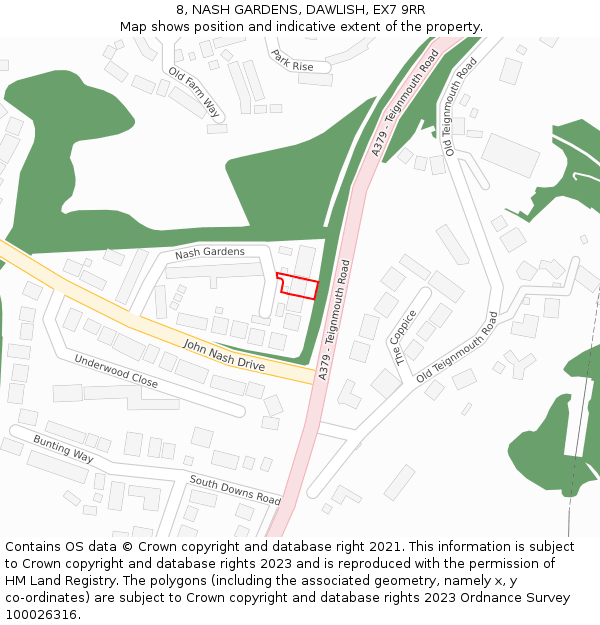 8, NASH GARDENS, DAWLISH, EX7 9RR: Location map and indicative extent of plot