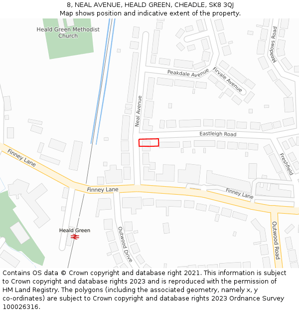 8, NEAL AVENUE, HEALD GREEN, CHEADLE, SK8 3QJ: Location map and indicative extent of plot