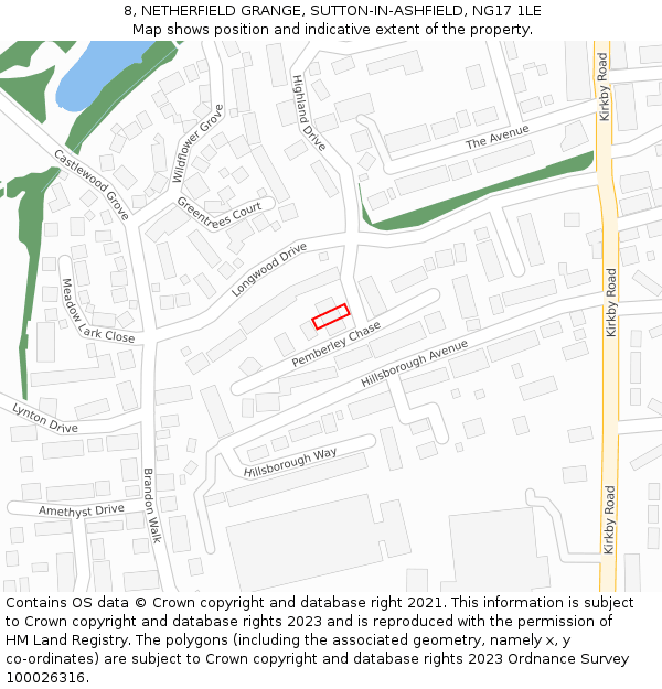 8, NETHERFIELD GRANGE, SUTTON-IN-ASHFIELD, NG17 1LE: Location map and indicative extent of plot