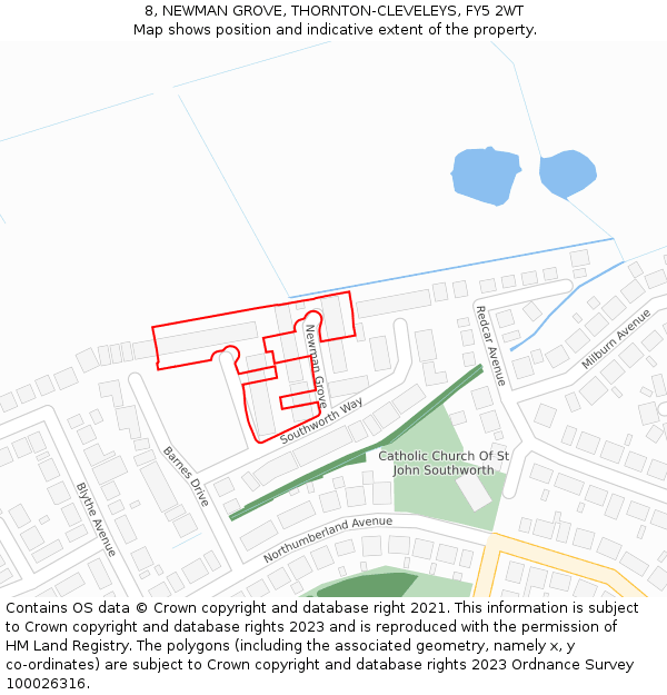 8, NEWMAN GROVE, THORNTON-CLEVELEYS, FY5 2WT: Location map and indicative extent of plot