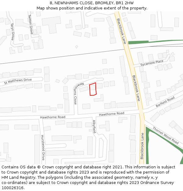 8, NEWNHAMS CLOSE, BROMLEY, BR1 2HW: Location map and indicative extent of plot