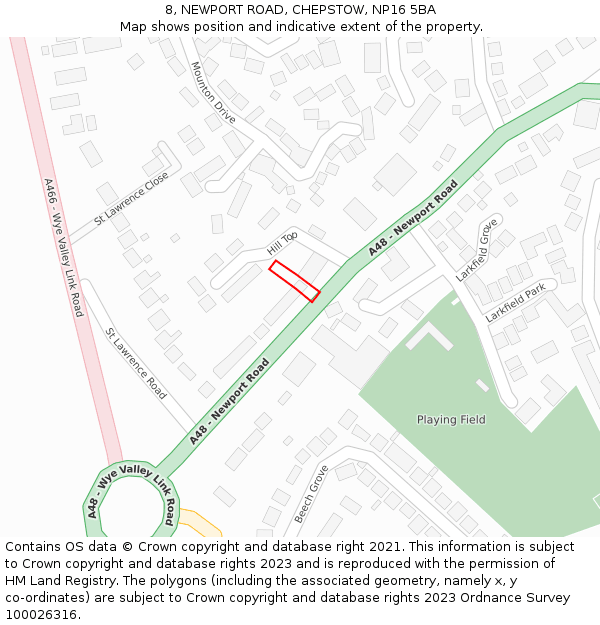 8, NEWPORT ROAD, CHEPSTOW, NP16 5BA: Location map and indicative extent of plot