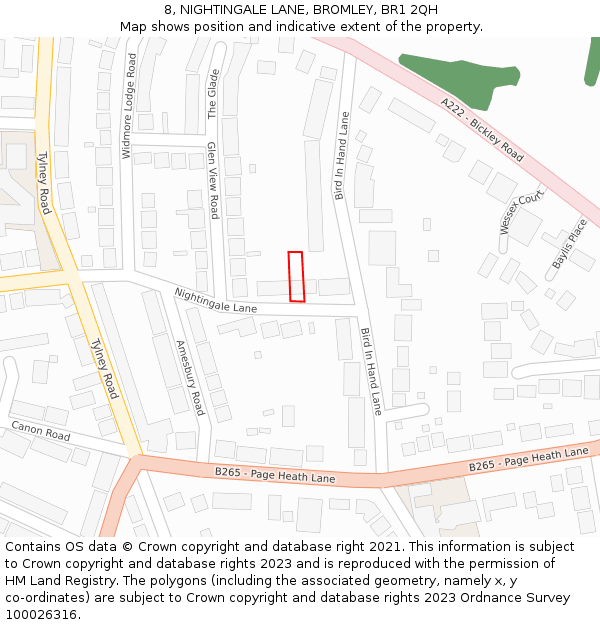 8, NIGHTINGALE LANE, BROMLEY, BR1 2QH: Location map and indicative extent of plot