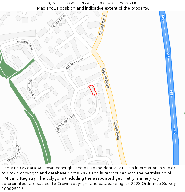 8, NIGHTINGALE PLACE, DROITWICH, WR9 7HG: Location map and indicative extent of plot