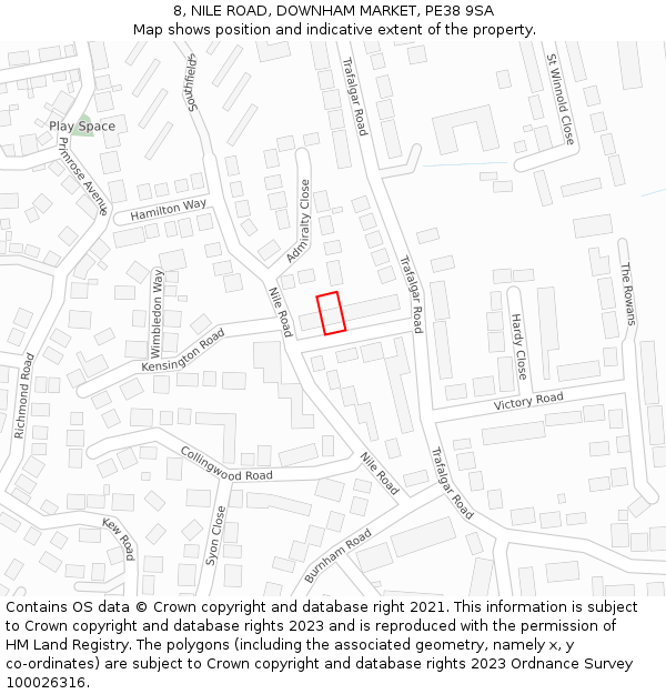8, NILE ROAD, DOWNHAM MARKET, PE38 9SA: Location map and indicative extent of plot