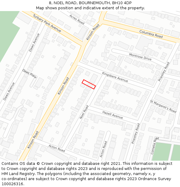 8, NOEL ROAD, BOURNEMOUTH, BH10 4DP: Location map and indicative extent of plot