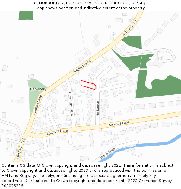 8, NORBURTON, BURTON BRADSTOCK, BRIDPORT, DT6 4QL: Location map and indicative extent of plot