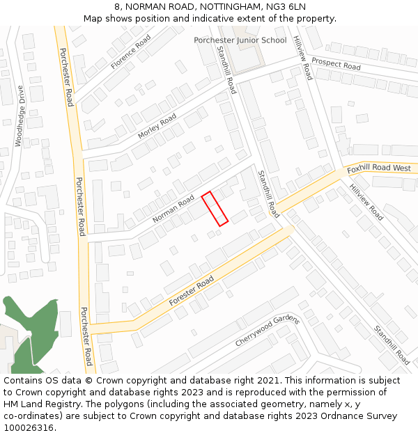 8, NORMAN ROAD, NOTTINGHAM, NG3 6LN: Location map and indicative extent of plot