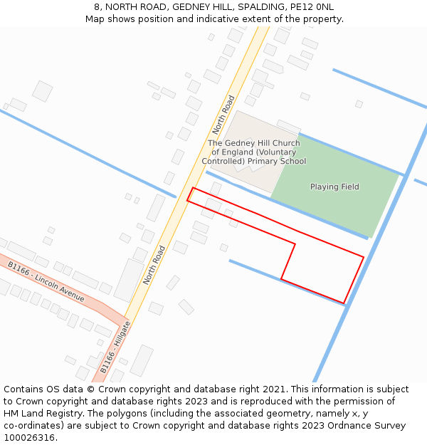 8, NORTH ROAD, GEDNEY HILL, SPALDING, PE12 0NL: Location map and indicative extent of plot