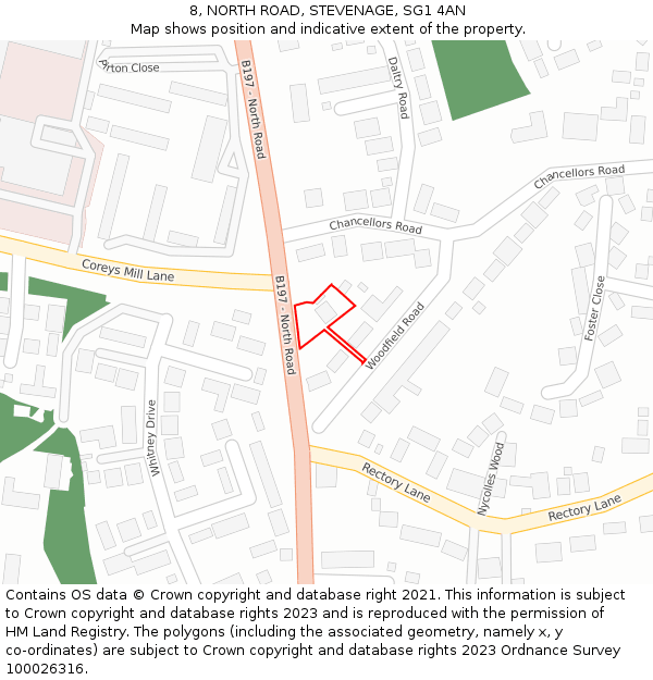 8, NORTH ROAD, STEVENAGE, SG1 4AN: Location map and indicative extent of plot