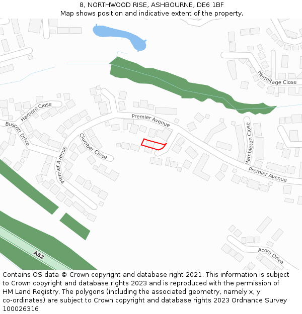 8, NORTHWOOD RISE, ASHBOURNE, DE6 1BF: Location map and indicative extent of plot