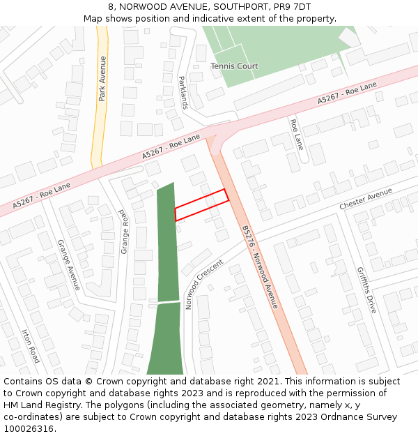 8, NORWOOD AVENUE, SOUTHPORT, PR9 7DT: Location map and indicative extent of plot