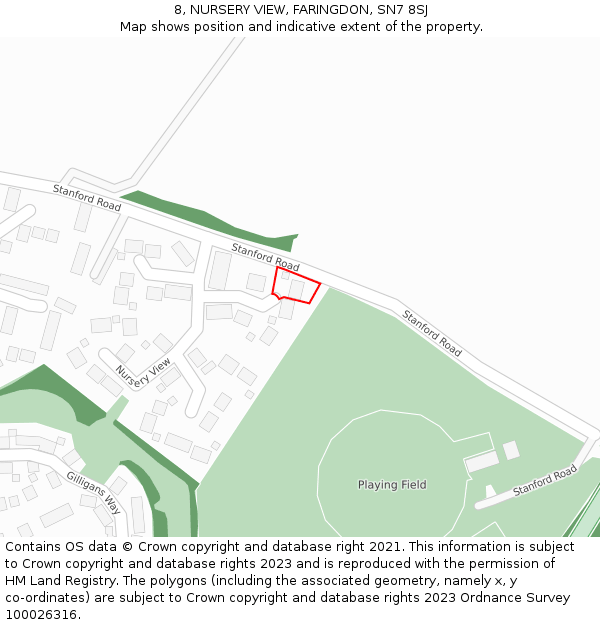 8, NURSERY VIEW, FARINGDON, SN7 8SJ: Location map and indicative extent of plot