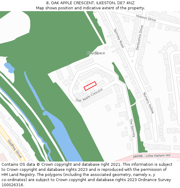 8, OAK APPLE CRESCENT, ILKESTON, DE7 4NZ: Location map and indicative extent of plot