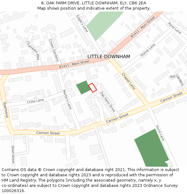 8, OAK FARM DRIVE, LITTLE DOWNHAM, ELY, CB6 2EA: Location map and indicative extent of plot