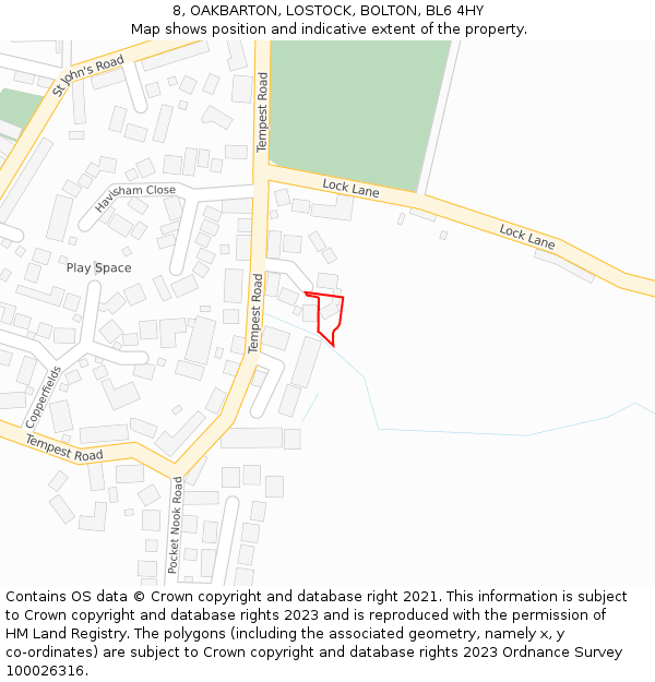 8, OAKBARTON, LOSTOCK, BOLTON, BL6 4HY: Location map and indicative extent of plot