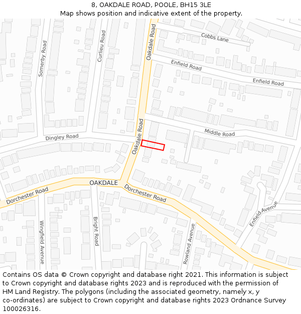 8, OAKDALE ROAD, POOLE, BH15 3LE: Location map and indicative extent of plot