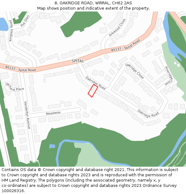 8, OAKRIDGE ROAD, WIRRAL, CH62 2AS: Location map and indicative extent of plot