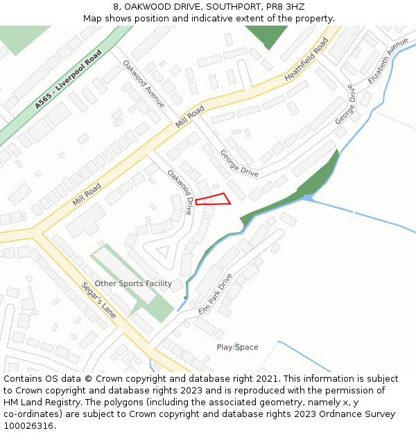 8, OAKWOOD DRIVE, SOUTHPORT, PR8 3HZ: Location map and indicative extent of plot