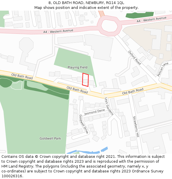 8, OLD BATH ROAD, NEWBURY, RG14 1QL: Location map and indicative extent of plot