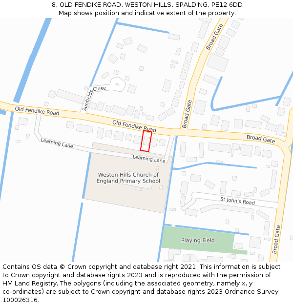 8, OLD FENDIKE ROAD, WESTON HILLS, SPALDING, PE12 6DD: Location map and indicative extent of plot