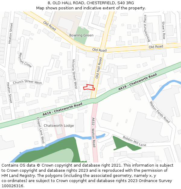 8, OLD HALL ROAD, CHESTERFIELD, S40 3RG: Location map and indicative extent of plot