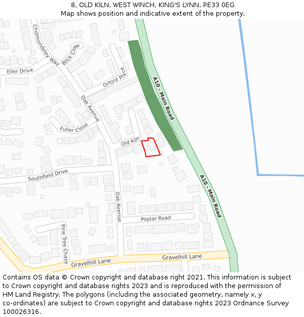 8, OLD KILN, WEST WINCH, KING'S LYNN, PE33 0EG: Location map and indicative extent of plot