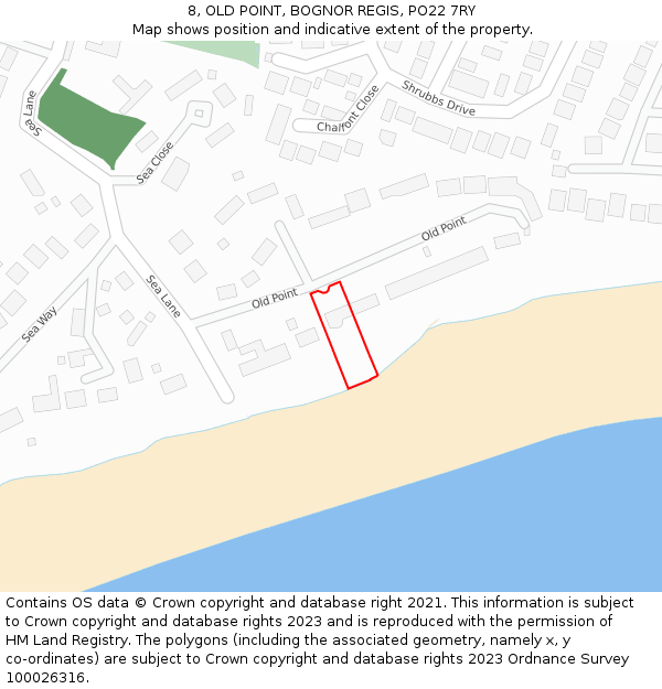 8, OLD POINT, BOGNOR REGIS, PO22 7RY: Location map and indicative extent of plot