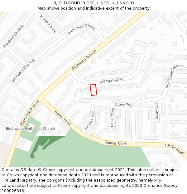 8, OLD POND CLOSE, LINCOLN, LN6 0LD: Location map and indicative extent of plot