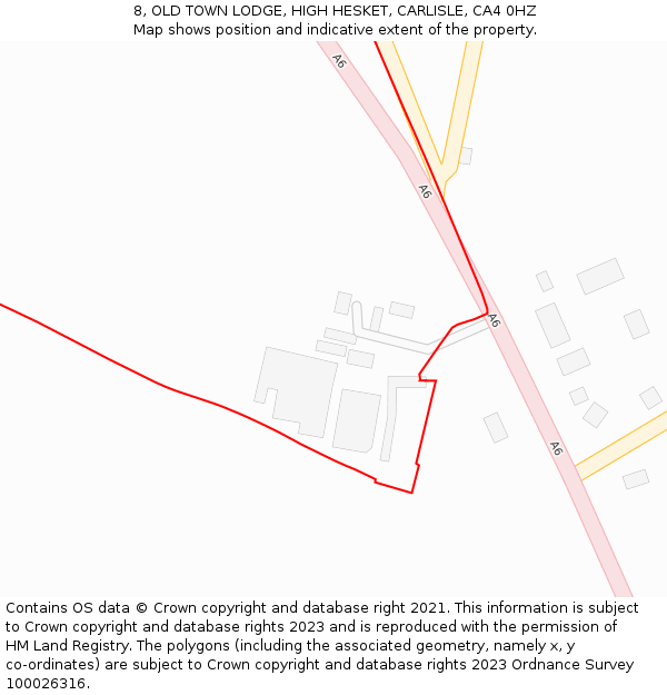 8, OLD TOWN LODGE, HIGH HESKET, CARLISLE, CA4 0HZ: Location map and indicative extent of plot