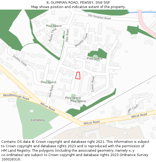 8, OLYMPIAN ROAD, PEWSEY, SN9 5NF: Location map and indicative extent of plot