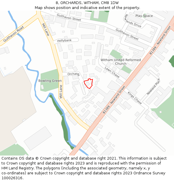 8, ORCHARDS, WITHAM, CM8 1DW: Location map and indicative extent of plot