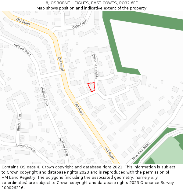 8, OSBORNE HEIGHTS, EAST COWES, PO32 6FE: Location map and indicative extent of plot